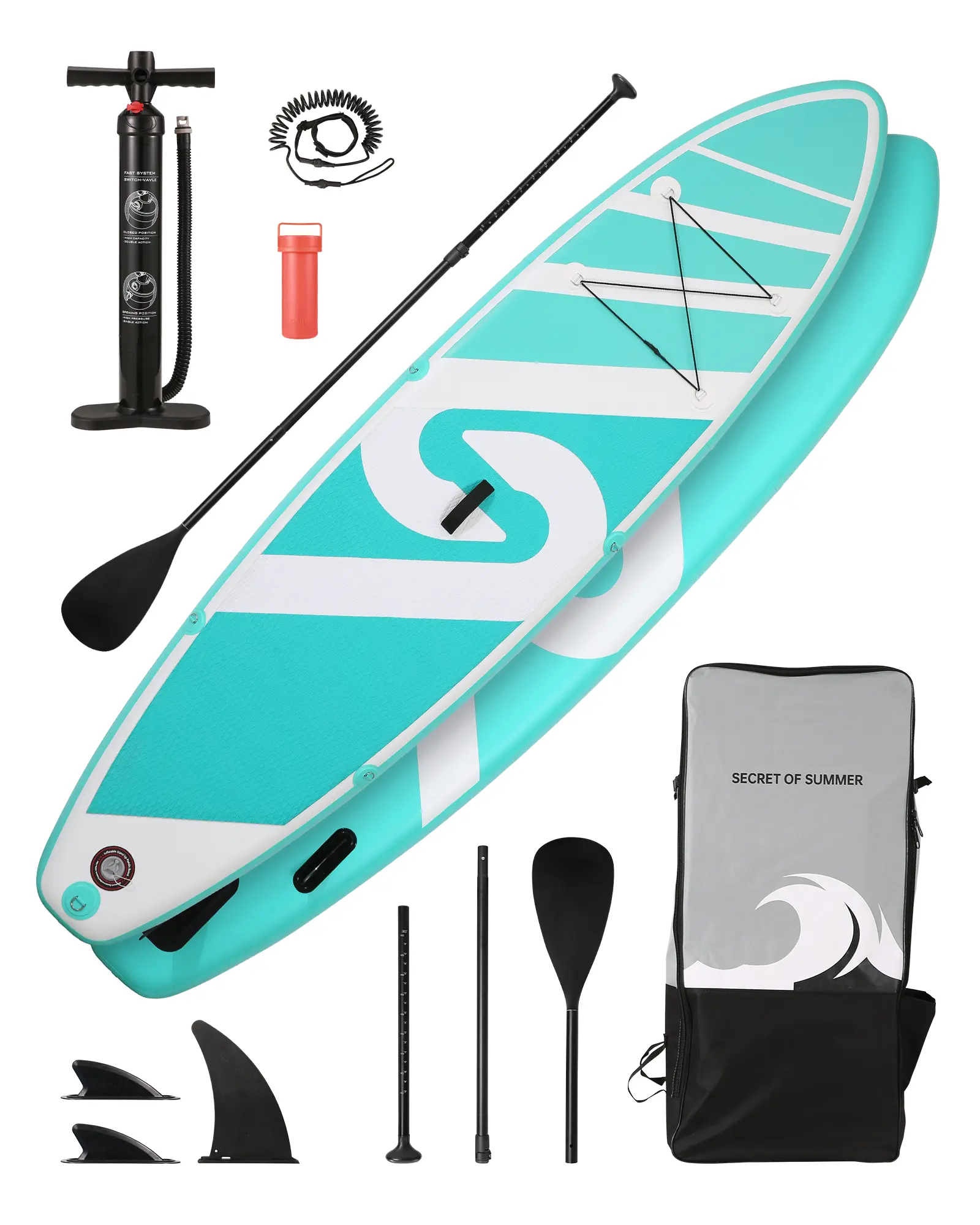 Inflatable Paddle Board Stand up Paddle Board 10' SUP 6 in.Thick Board Carry Bag & Fast Pumping Green