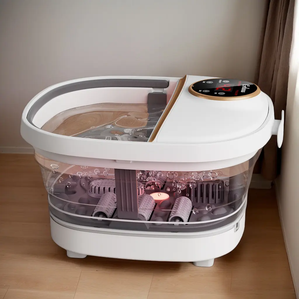 Perfect Gift for Wife Collapsible Foot Spa And Massager With Heater And Temperature Control, Foot Bath Bowl With Bubbles, Six Massage Rollers, Vibration And Red Light, Foot Soak