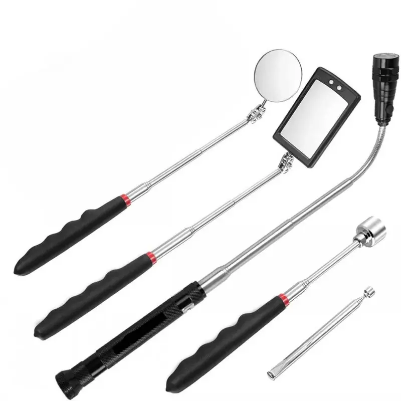 5-Piece Inspection Tool Set with Telescopic Inspection Mirror, Auto Underbody Inspection Mirror for Convenient Inside Checking, Portable Reverse Mirror