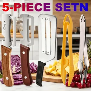 3 In 1 Multifunction Vegetable Peeler + Bottle Opener + Grater With Wooden Handle, Stainless Steel Hand Held Peeler Potato, Pumpkin, Carrot, Fruit And Vegetable Peeler Kitchen 6 Pcs