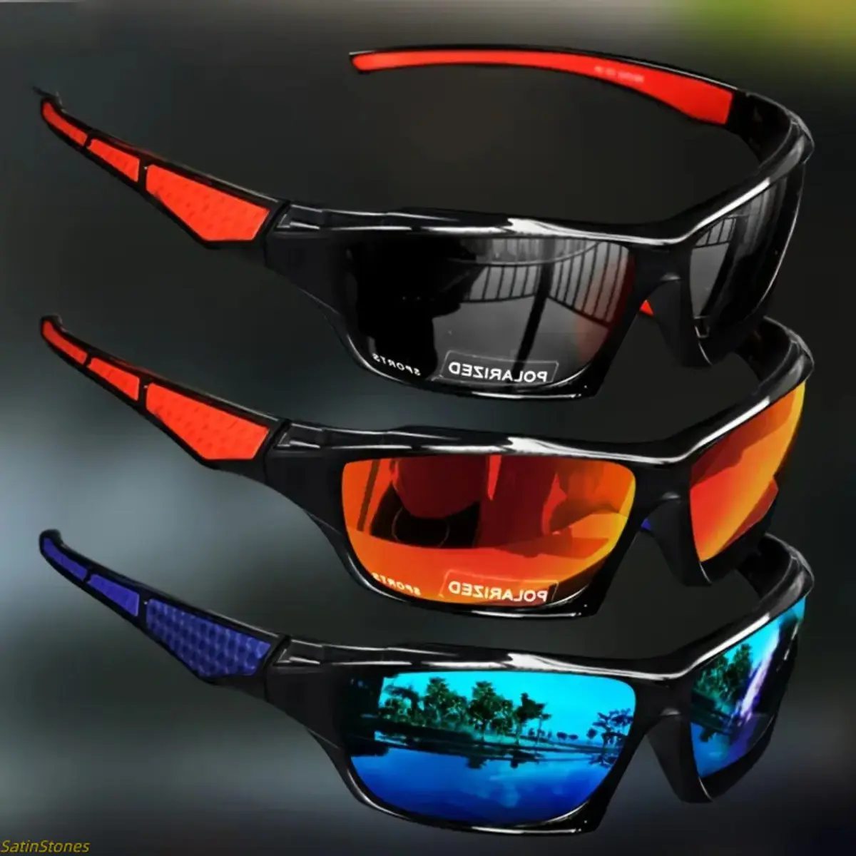 Unisex 3-Pack Polarized Sunglasses - Oversize Square & Athletic Styles, Lightweight Frames, UV400 UV-Protection Lens, Glare-Free Vision for Outdoor Wear