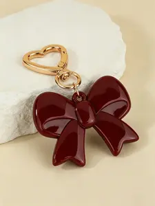 Ankela Heart & Bow Bag Charm, 3D-Scultped Metal Buckle, Resin Baked Enamel Finish, Vintage Style for Bags, Keys, Couples & Friends, Purse Charm, Purse Accessories Charm, Bag Purse Charms