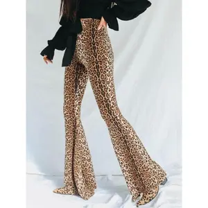 Women’s leopard-print high-waisted flared pants, street-style flared pants suitable for parties and clubs, women’s underwear suitable for all seasons GARMENTARY