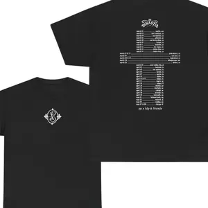 Dinastía Tito Double P & Peso Merch Blac k Cross Tour Dates Tee, Corridos Style Fan Tees, Bold Cultural Print, Mexican Heritage Apparel for Men _ Women