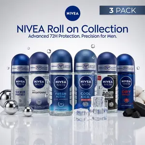 NIVEA Men Roll-On Deodorant Variety Pack Bundle 3 Pack - Assorted Scents Collection 50mL Each