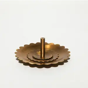 Modern Floral Brass Incense Holder - Handcrafted Ash Catcher Burner