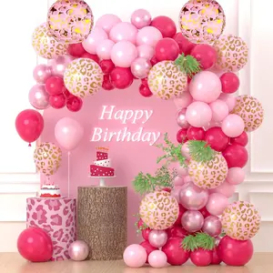 Pink Cheetah Balloon Arch Kit with Pastel & Hot Pink Balloons for Safari Jungle Party Decor