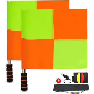Soccer Referee Flags,scalable,soccer referee kit, soccer referee cards,referee flags, Whistle, Flip Coin & Ref Notebook - Complete Assistant Referee Kit for Football Match (color 01)