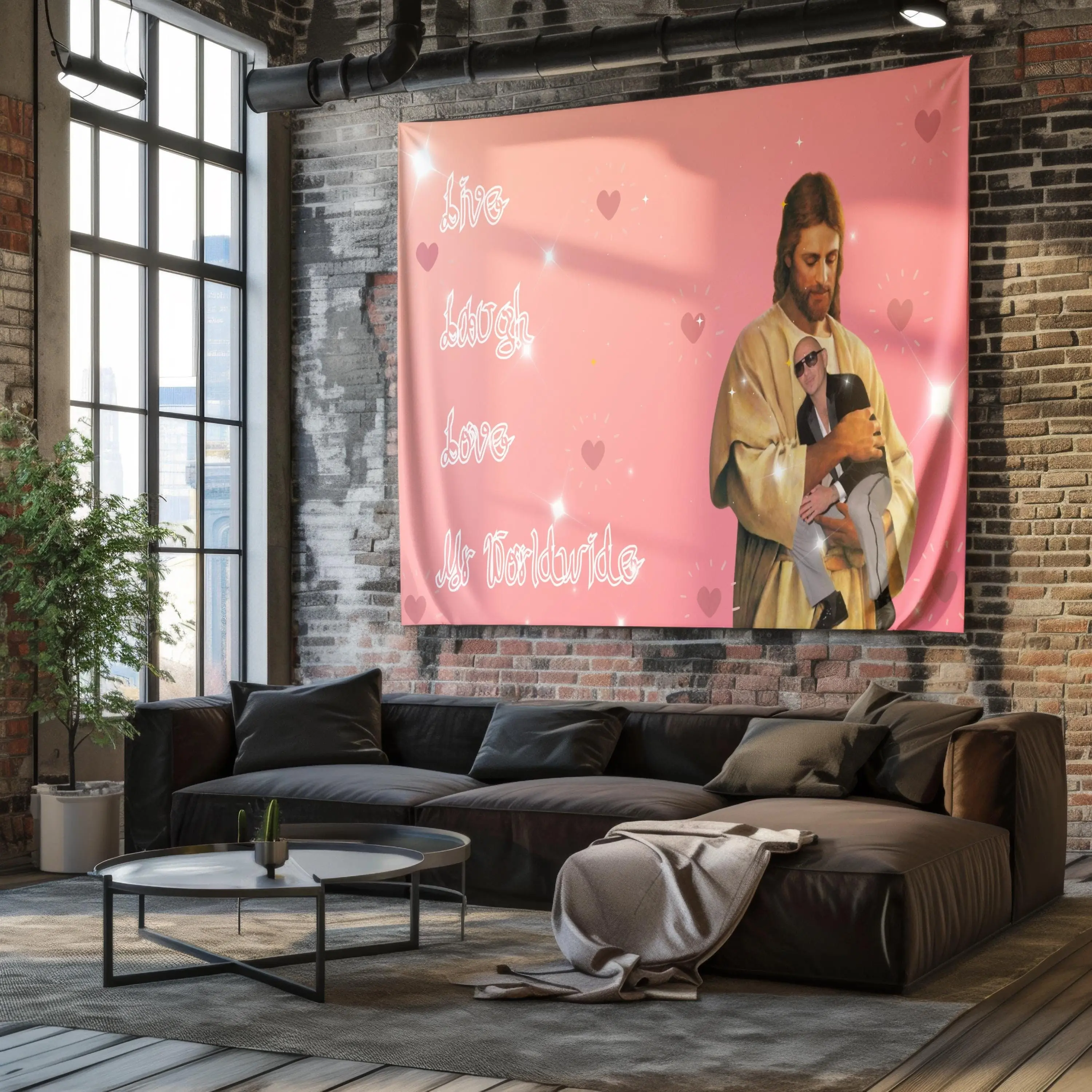Funny Tapestry Mr Worldwide Tapestry, Live Laugh Love Man Cave Wall Tapestry, Funny Tapestry for College Dorm Flag Banner Meme Tapestry 3x5ft Celebrity USA Flag Tapestry for Wall hanging, College Dorm, Living Room, Bed Room, Home Decor