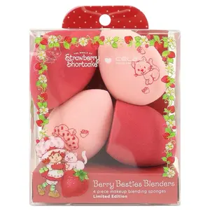Berry Besties Blenders - Limited Edition 4 Piece Makeup Blending Sponges with Strawberry Design and Cute Character Illustrations