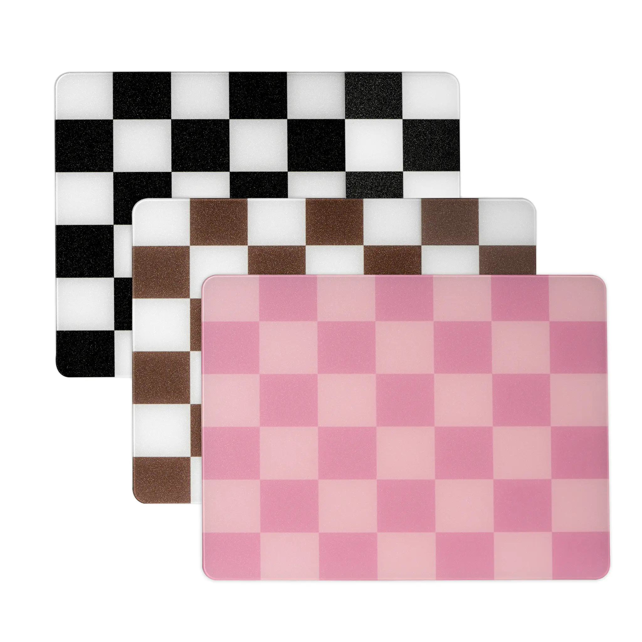 XVX Tempered Glass Gaming Mouse Pad, UV Printing Checkered Surface, 410x310mm (1.35ft×1.02ft) Large Size, Anti-Slip Rubber Base, Protective Coating, Enhanced Precision-Speed for FPS Games, Office Use, Anti-Slip Base, Precise Tracking