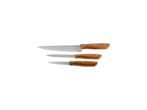 Gibson Home 107193.03 Seward 3-Piece Stainless Steel Cutlery Set with Wooden Handle