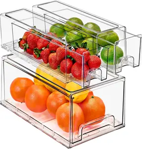 Sorbus Fridge Drawers - 3 Pack and 6 Pack of Stackable Drawer Bins with Clear Design - Ideal for Cheese and Room Organization