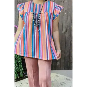 Short ruffle sleeve women tops