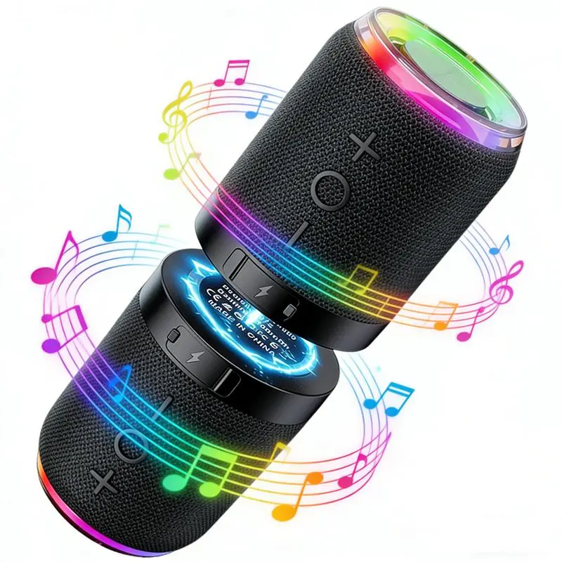 Waterproof Separable Magnetic Stereo Speaker, Dual-unit 2-in-1 Split Wireless Speaker Built-in Bluetooth V5.4 Chip, Delivers Clear 20W Loud Sound, Multi-Scene Use for Home, Hiking and Vacation Travel