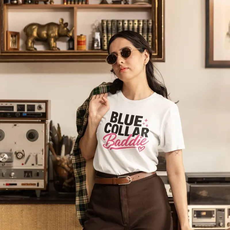 Blue Collar Baddie Shirt | Funny Blue Collar T-Shirt | Tradeswoman Blue Collar Baddie Shirt | Comfort Colors Tee | Electrician Mechanic Welder Gift | Workwear