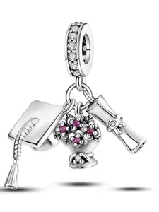 Rhinestone Decorated Graduation Cap Shaped Pendant, Fashionable Jewelry for Women & Girls, Trendy All-match & Exquisite Jewelry for Birthday Gift, Rhinestone Charms