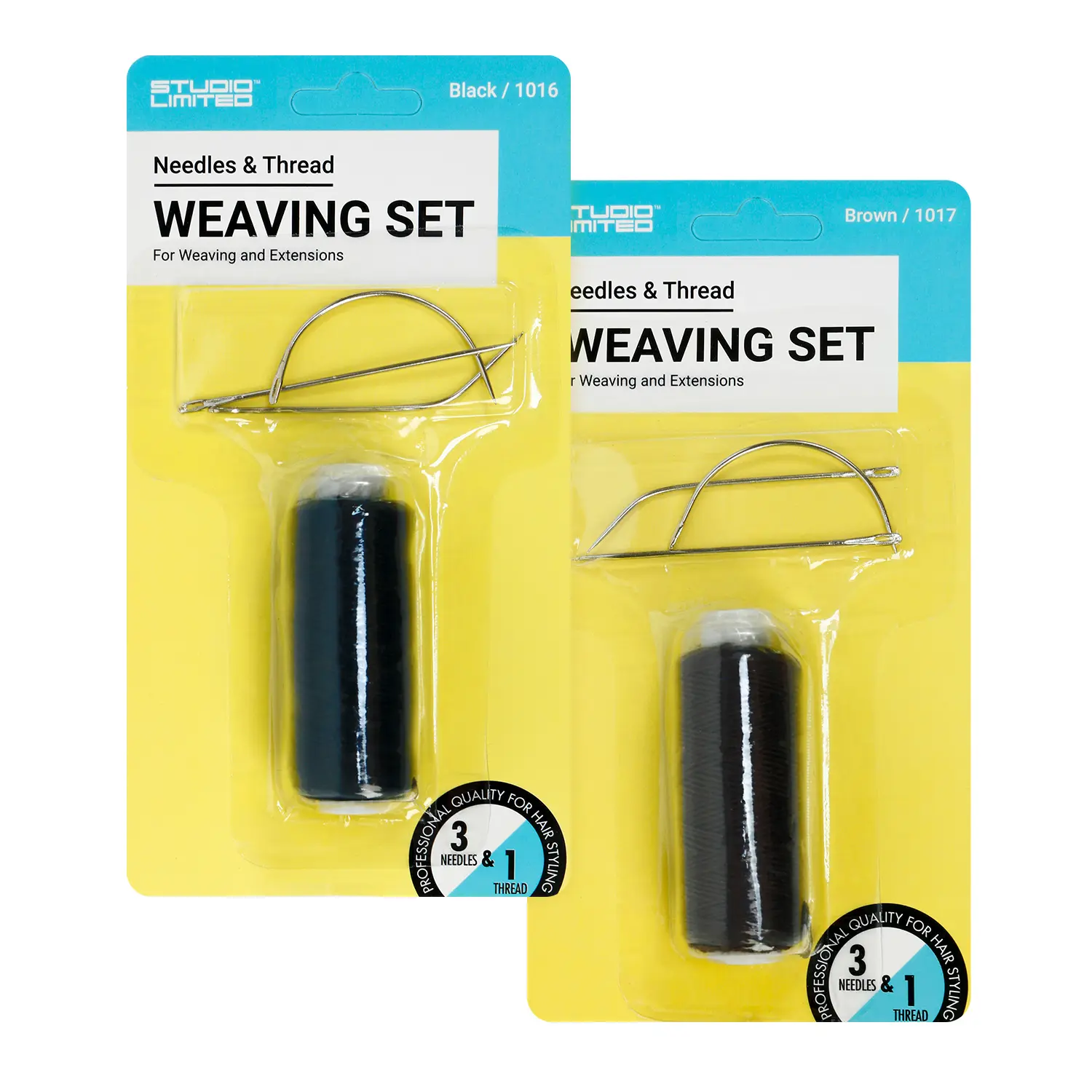Studio Limited Steel Sewing Needles Set - Craft Supplies Weaving Set with Straight, Curve, Hook Stainless Steel Needles, Thread for Hair Extensions (1016-Black)