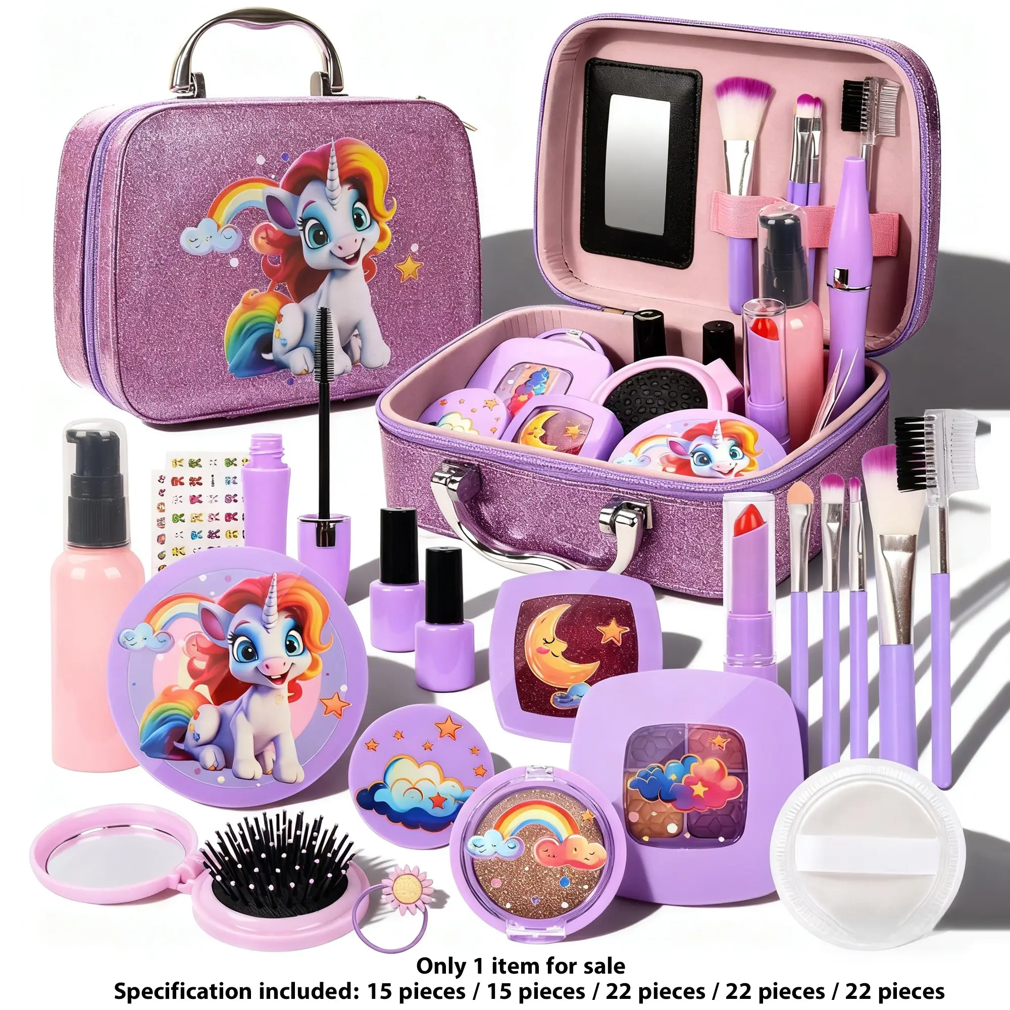 Realistic Makeup Toy Set with Storage Box, Handbag Set, Kids Vanity for Girls Aged 3-9, Birthday Gift, Halloween Gift, Christmas Gift, Pretend Playset