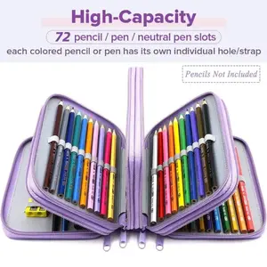 Portable Four-Layer Pencil Case, 72-Hole Waterproof Organizer with Zipper, Ideal for Colored Pencils, Drawing Pens, Great Gift for Students, Pencil Bag