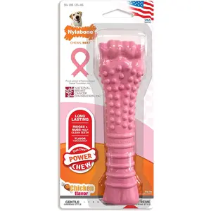 Power Chew Breast Cancer Awareness Femur Bone Chew Toy for Dogs, Indestructible Dog Toys for Aggressive Chewers, Chicken Flavor, X-Large/Souper (1 Count)