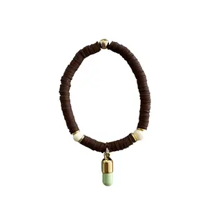 Calm Pill Charm Heishi Clay Beaded Bracelet
