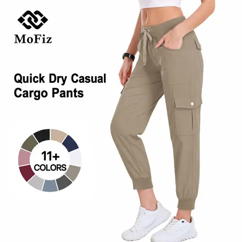 MoFiz Women's Lightweight Soft Stretchable Fit Active Casual Joggers - Quick-Drying Drawstring Workout Pants with Elastic Waist, Tapered Leg, 6 Pockets, Casual Loose Design, Soft Stretchable Jogger, Fit Jogger