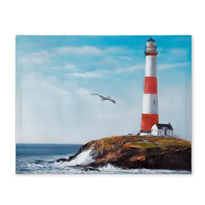 360 stand Rectangular Seaside Theme Placemat - 14x18 in. Lighthouse at the Edge Coastal Aesthetic Tableware, Polyester Kitchenware Home Decor, CPPM1418XBGH02