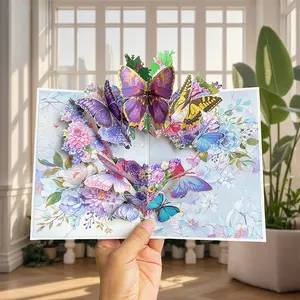Women's Birthday Greeting Card, 3D Butterfly Design, Perfect for Valentine's Day, Mother's Day, Wedding Anniversary, Bridal Shower Invitations