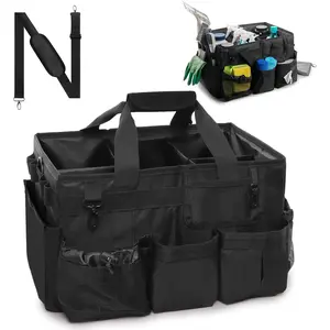 Large Wearable Cleaning  Bags, Cleaning Supplies Organizer with Detachable Divider & Adjustable  Straps for Housekeepers & Cleaners, 14 inch Black Tool Bag