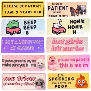 10packs Funny Car Bumper Magnet Fun Magnetic Magnets Sticker Decal Prank for Cars Truck Adults Hot Girls Hit Curbs New Driver Please Be Patient Beep Honk Poop Joke Novelty Accessories Gifts
