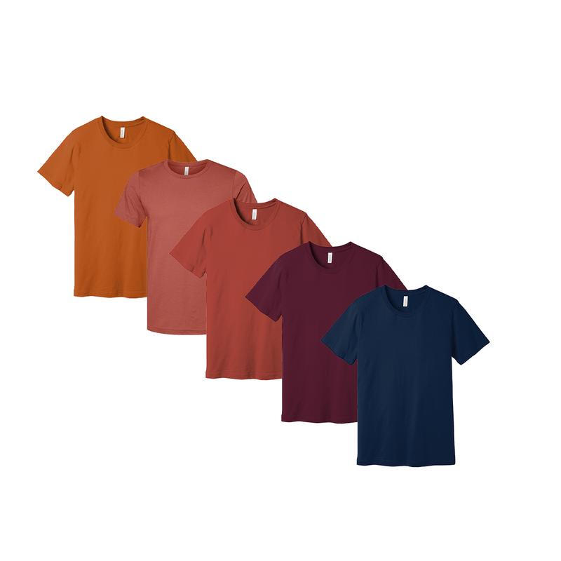 Bella Canvas Unisex Jersey T-Shirts for Women & Men, Multi Pack Crew Neck Cotton Bulk Undershirts - 15 Different Colors