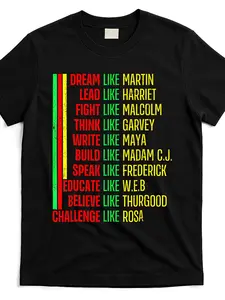 Men's African American History makers Graphic T-Shirt - Martin Luther King, Malcolm X, Harriet Tubman - Glossy Finish Black Tee - Civil Rights Apparel - All-Season Casual Shirt - Machine Washable Vintage Style Top, Sports Fan Clothing, Classic Round Neck,
