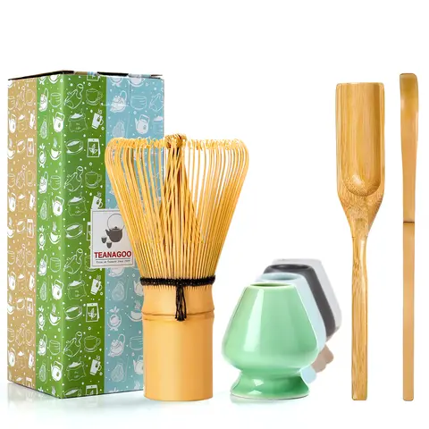 TEANAGOO Matcha Whisk Set 4Pcs – Bamboo Chasen, Chashaku Scoop, Whisk Holder | Traditional Japanese Matcha Kit for Beginners | Aesthetic  Matcha Tools for Tea Ceremony & DIY Lovers Utensils Kitchenware Box