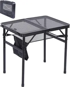 Nice C Table for Grill, Outdoor Table, Camping Table, Outdoor Cooking Table, Picnic Tables, Card Table Adjustable Height, Mesh Bag, Carry Handle