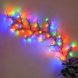 6FT Willow Vine Lights with 96 LEDs, Artificial Branch Lights with Colorful Fairy Lights, Flexible Twig Vine Lights for Wall Decor, Remote & Timer, Indoor Decorative Lights for Bedroom Living Room Party