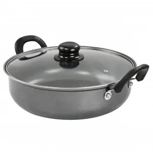 212 MAIN Highberry 12 in. Deep Shape Nonstick All-Purpose Pan with Lid and Grey Handles, Kitchen Cookware