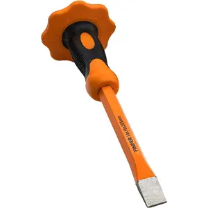12-Inch Heavy Duty Flat Chisel with Hand Protection, Flat , Demolishing/Masonry/Carving/Concrete Breaker Chisels with Bi-Material Hand Guard