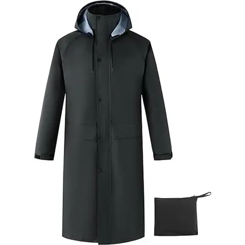 Mens Long Rain Coat Waterproof with Hood, Lightweight Rain Jacket Spring Windbreaker for Travel and Hiking,clothes for back to school,first day of school outfits