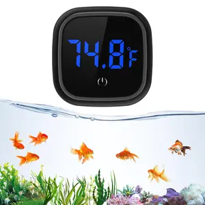 LED Digital Aquarium Thermometer Stick-on Fish Tank Thermometer with Built-in Battery for Fish Axolotl Turtle Reptiles