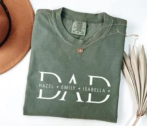 [CUSTOM] Comfort Colors Personalized Dad Shirt Kids Names T-Shirt Aesthetic Custom Fatherhood Graphic Tee Vintage Father's Day Gift Top Retro Papa Shirt Spirit Era Art