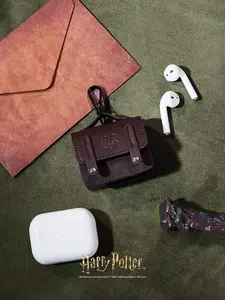 GLOWMODE X Harry Potter Hogwarts House Faux Leather Hook Plug Opening Logo Earphone Storage Pouch Gym Travel Daily Casual