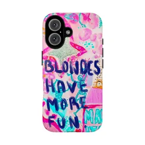 Mclaiwoodshop Blondes Have More Fun, shock-absorbing 2-in-1 mobile phone case, suitable for iPhone 16 15 14 13 12 11 and other series models, can be given as a gift to friends or family