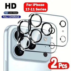 2pcs Camera Lens Protector For iPhone 17 Air/17 Pro Max/17 Pro/17/16E/16/15/14/13/12/11/Pro/Pro Max/Plus/Mini,3D Full Coverage,9H Hardness,Scratch & Impact Resistant,Precise Fit Lens Protection,Easy to Install