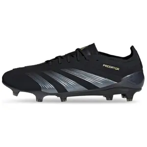 Adidas PREDATOR ELITE Football Cleats for Men and Women with Lightweight Comfort, Natural Grass Grip, and Shock Absorption in Black and Silver Trending Shoes, House White Official Shoes to Get / Maison Mihara