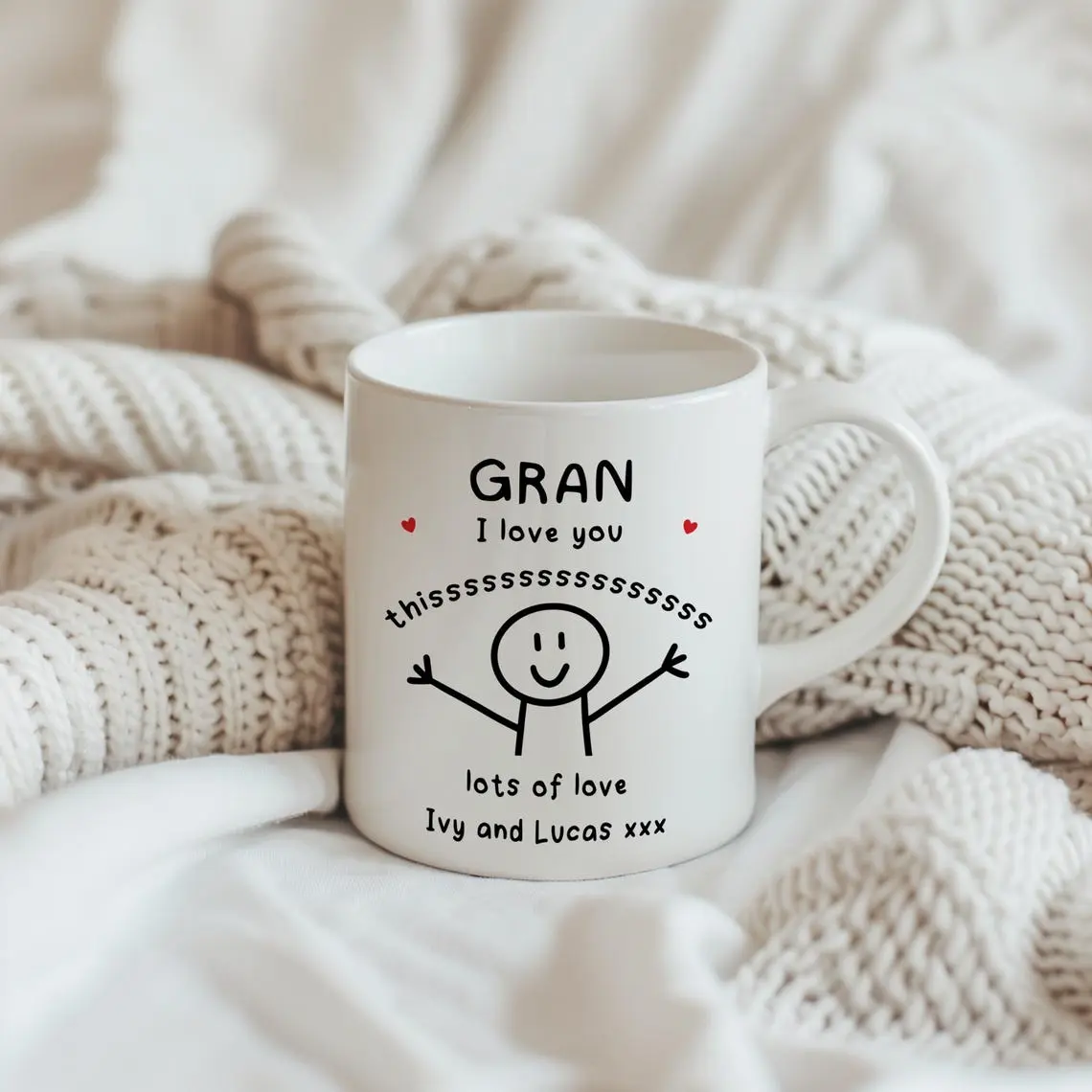 Personalised I Love You Gran Mug, Gran Coffee Mug, Gran Mug with Names, Gran Birthday Gift, Custom Gran Coffee Mug, Gift For Gran, Best Gran
