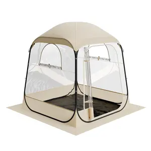 VEVOR Pop up Sports Tent, 63x63 in Clear Bubble Tent for 2-4 Persons, Waterproof Outdoor Pod with Floor Mat Top Cover, Garden Igloo Dome Tents Camping Shelter for Events Fishing Cheering