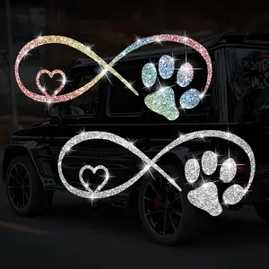 Shiny Bow Claw Print Car Sticker with Heart Pattern, Self-Adhesive Durable Vinyl Material, Easy Installation, Best Gift for Cars Trucks Motorcycles, Decal For Cars, Universal Car Sticker