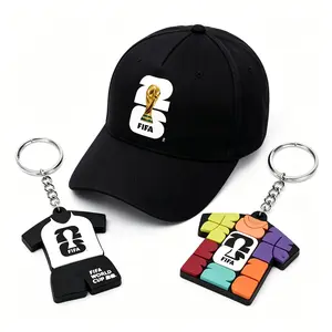 2026 FIFA World Cup Baseball Cap & 2-Piece Themed Keychains Set, Adjustable Sports Hat + Durable Waterproof Soccer Key Rings, Fan Collectible Gifts for Games Day & Daily Use