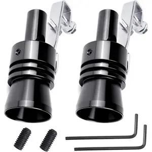 Car Turbo Whistle,2PCS Aluminum Alloy Universal Turbo Sound Exhaust Muffler Pipe Whistle for Cars, Motorcycle XL(Black)